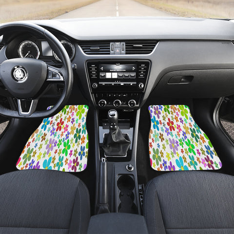 Image of colorful Flowers Floral Car Mats Back/Front, Floor Mats Set, Car Accessories