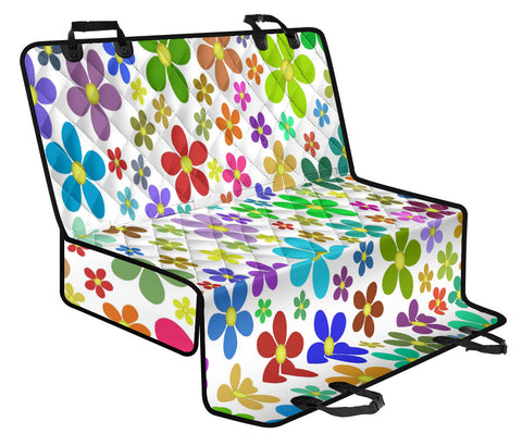 Image of Colorful Floral Flowers Design , Vibrant Car Back Seat Pet Covers, Abstract Art