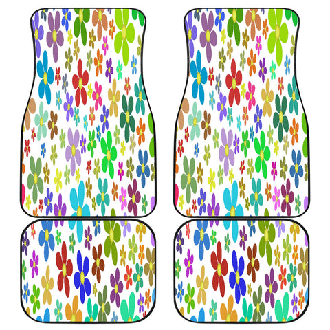 Image of colorful Flowers Floral Car Mats Back/Front, Floor Mats Set, Car Accessories
