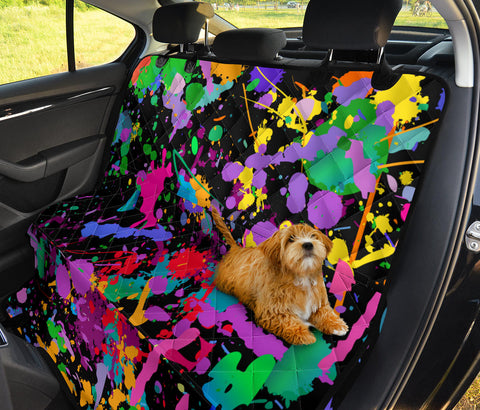 Image of Paint Splash Design Car Back Seat Pet Cover, Colorful Watercolor Art, Seat