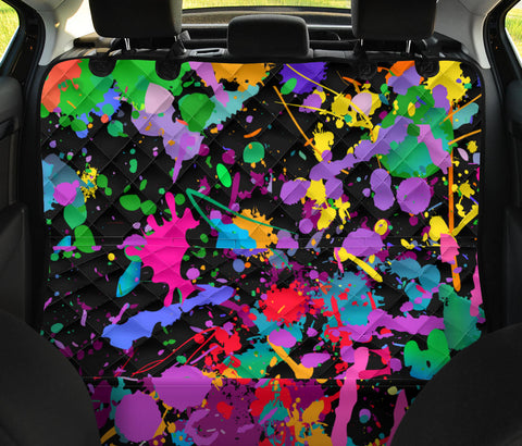 Image of Paint Splash Design Car Back Seat Pet Cover, Colorful Watercolor Art, Seat