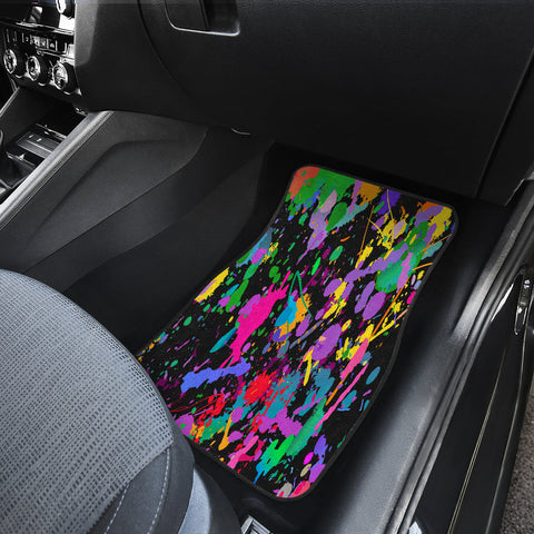 Image of colorful Watercolor Paint splash Car Mats Back/Front, Floor Mats Set, Car Accessories
