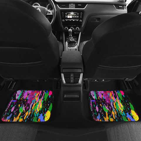 Image of colorful Watercolor Paint splash Car Mats Back/Front, Floor Mats Set, Car Accessories
