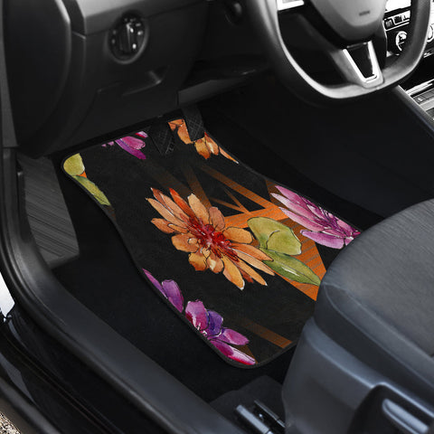 Image of colorful Watercolor african daisy floral Car Mats Back/Front, Floor Mats Set, Car Accessories