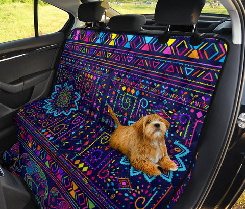 Image of Colorful Mandala Elephant Design , Abstract Art Car Back Seat Pet Covers,