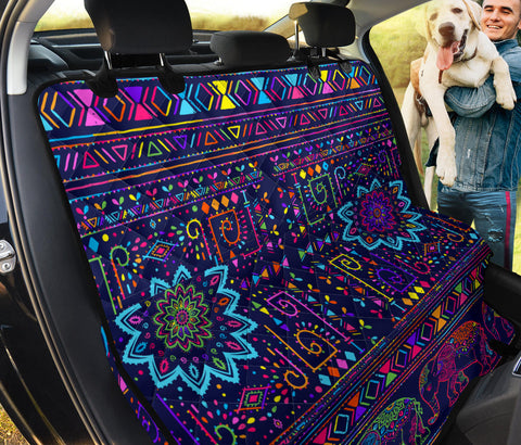 Image of Colorful Mandala Elephant Design , Abstract Art Car Back Seat Pet Covers,