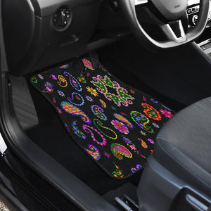 colorful paisley and flowers Car Mats Back/Front, Floor Mats Set, Car Accessories