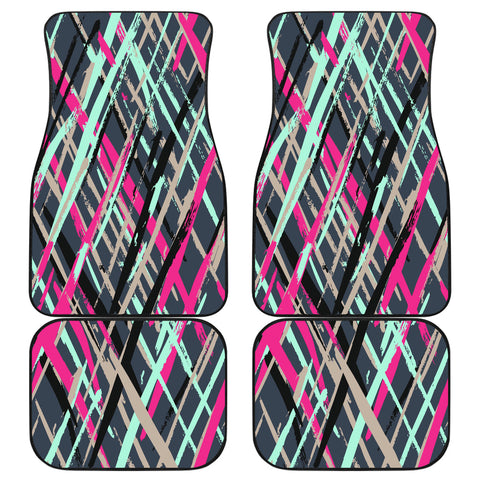Image of colorful plaid dry brush Car Mats Back/Front, Floor Mats Set, Car Accessories