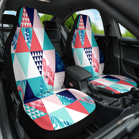 Image of Vibrant Tropical Beach Leaves Car Seat Covers, Front Seat Protectors,
