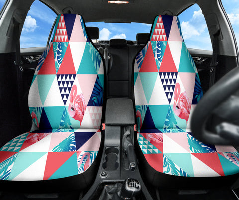 Image of Vibrant Tropical Beach Leaves Car Seat Covers, Front Seat Protectors,