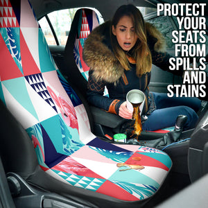 Vibrant Tropical Beach Leaves Car Seat Covers, Front Seat Protectors,