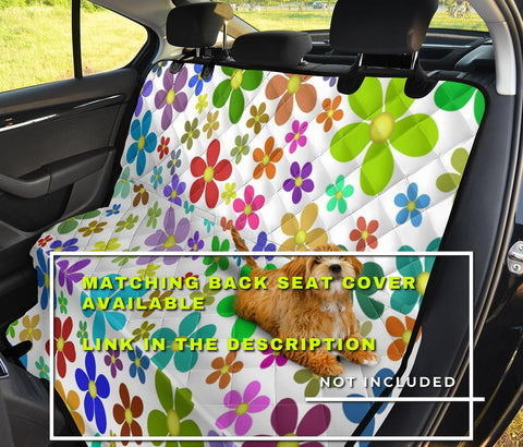 Image of Flowers Floral Car Seat Covers, Colorful Front Seat Protectors Pair, Auto