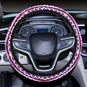 Purple Persian Ethnic Aztec Boho Chic Bohemian Pattern Steering Wheel Cover, Car