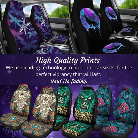 Image of Colorful Lotus Mandala, Car Seat Cover, 2 Front Seat Covers, Hippie Spiritual,