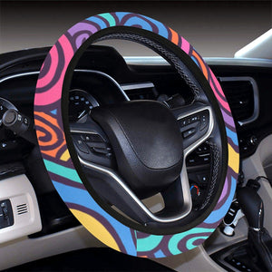Abstract Colorful Swirls Pattern Steering Wheel Cover, Car Accessories, Car