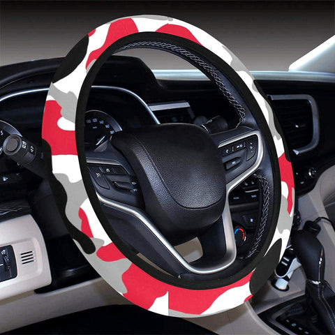 Image of Red Gray Camo Camouflage Steering Wheel Cover, Car Accessories, Car decoration,