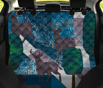 Vintage Deer and Tree Design Car Back Seat Pet Cover, Seat Protector, Unique Car Accessories