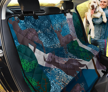 Vintage Deer and Tree Design Car Back Seat Pet Cover, Seat Protector, Unique Car Accessories