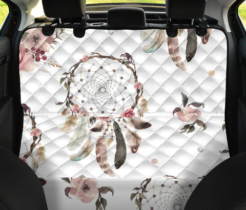 Image of Boho Dreamcatcher & Floral Pattern Backseat Pet Covers, Ethnic Car Accessories,