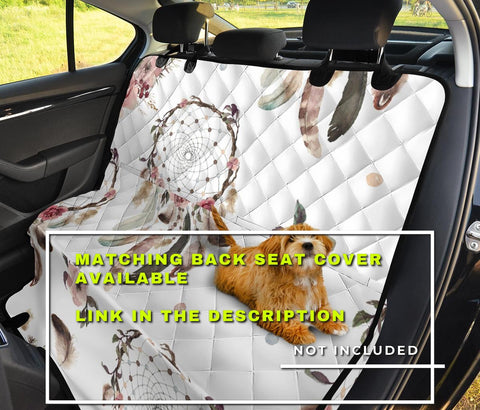 Image of White Dreamcatchers Boho Floral Car Seat Covers, Ethnic Pattern Front