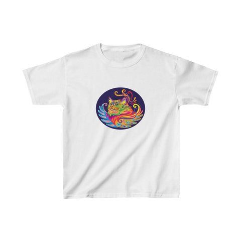 Image of Colorful Abstract Cat Kids Heavy Cotton Tshisrt