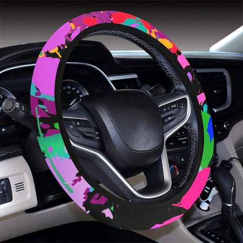 Image of Colorful Watercolor Paint Splash Steering Wheel Cover, Car Accessories, Car