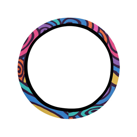 Image of Abstract Colorful Swirls Pattern Steering Wheel Cover, Car Accessories, Car