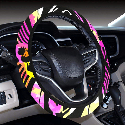 Image of Pink Animal Print Design Steering Wheel Cover, Car Accessories, Car decoration,