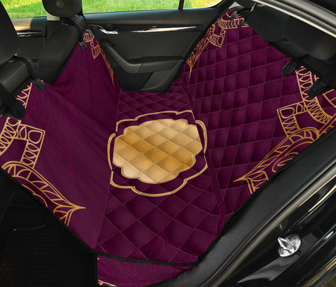 Image of Red & Gold Mandala Pattern Car Seat Covers, Abstract Art Backseat Pet