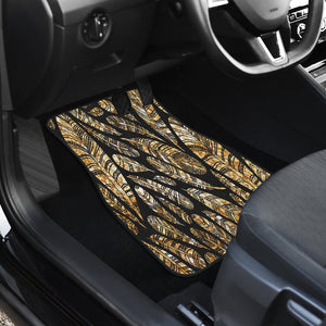 golden Brown feathers Car Mats Back/Front, Floor Mats Set, Car Accessories
