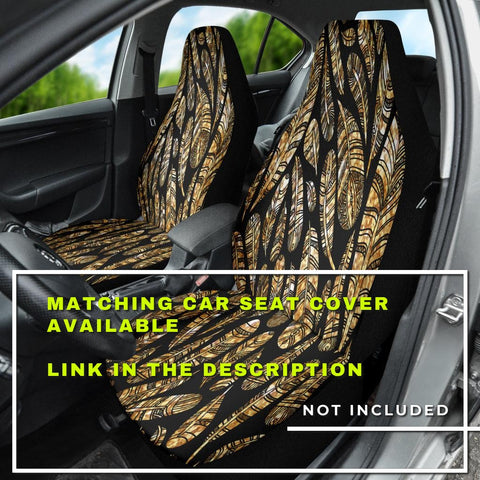 Image of golden Brown feathers Car Mats Back/Front, Floor Mats Set, Car Accessories