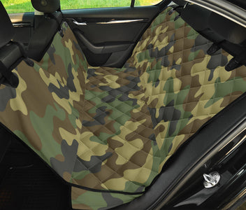 Green Camouflage Pattern Car Backseat Covers, Abstract Art Inspired Seat Protectors, Unique Vehicle Accessories
