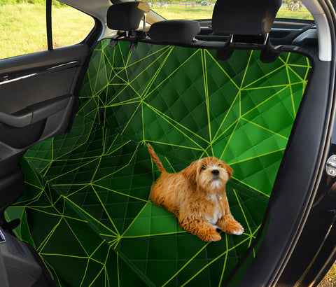 Image of Green Triangles Pattern Car Seat Covers, Abstract Art Inspired Backseat Pet Protectors, Unique Vehicle Accessories