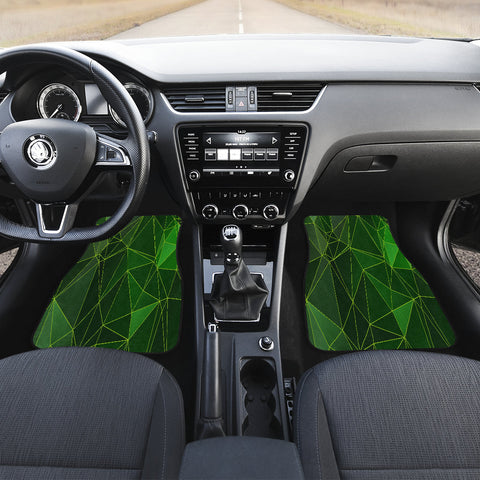 Image of green triangles pattern Car Mats Back/Front, Floor Mats Set, Car Accessories