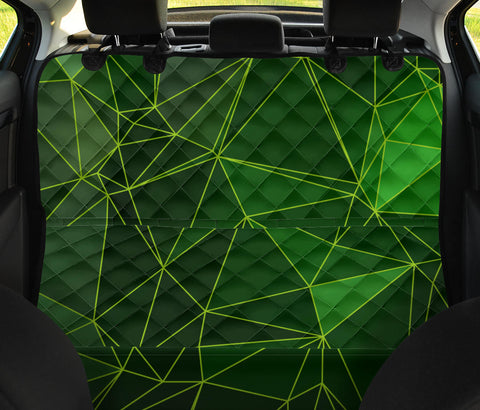 Image of Green Triangles Pattern Car Seat Covers, Abstract Art Inspired Backseat Pet