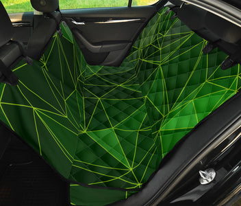 Green Triangles Pattern Car Seat Covers, Abstract Art Inspired Backseat Pet Protectors, Unique Vehicle Accessories