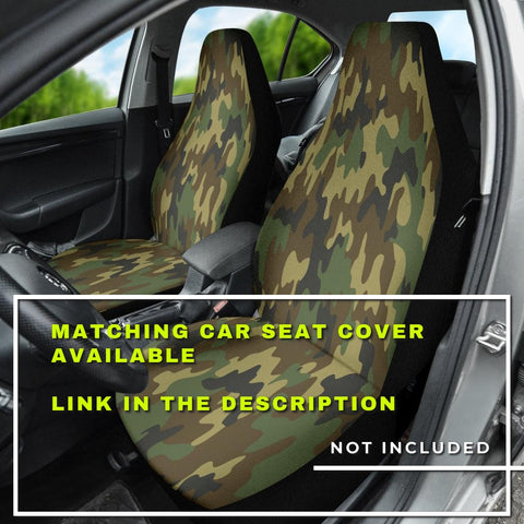 Image of green Camouflage camo Car Mats Back/Front, Floor Mats Set, Car Accessories