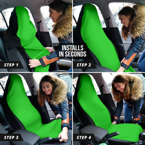 Image of Lime Green Car Seat Covers, Front Seat Protectors, Vibrant Car Accessories,