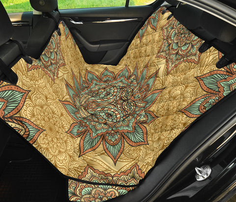 Image of Lion Head Mandala Design Car Seat Covers, Abstract Art Backseat Pet Protectors,