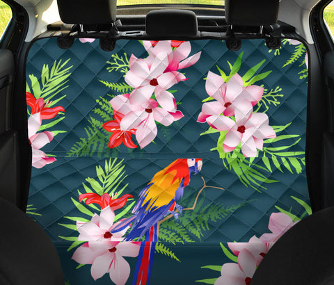 Image of Tropical Parrots & Floral Design Car Seat Covers, Abstract Art Backseat Pet
