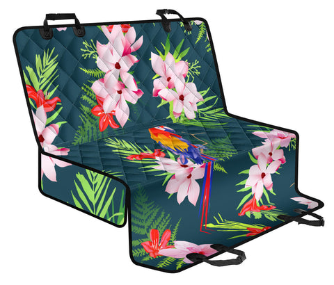 Image of Tropical Parrots & Floral Design Car Seat Covers, Abstract Art Backseat Pet