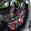 Peace & Love Pink Car Seat Covers, Hippie Front Seat Protectors, 2pc Car