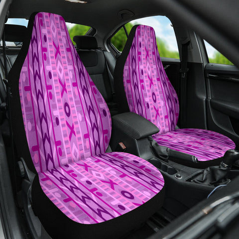 Image of Boho Pink Purple Aztec Car Seat Covers, Ethnic Front Seat Protectors, 2pc Car