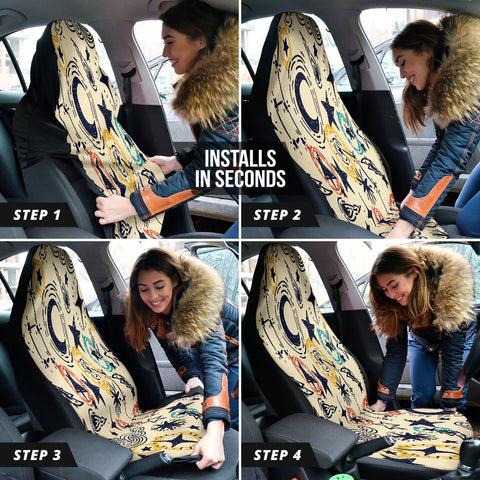 Image of Starry Sky and Cosmic Nebula Car Seat Covers, Outer Space Design Protectors,