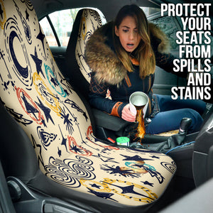 Starry Sky and Cosmic Nebula Car Seat Covers, Outer Space Design Protectors,