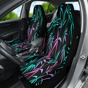 Tropical Bamboo Leaf Design Car Seat Covers, Floral Pattern Front Seat