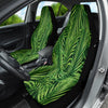 Green Palm Leaf Tropical Car Seat Covers, Botanical Design, Front Seat