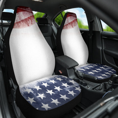 Image of USA Flag Themed Car Seat Covers, Star & Stripe Design Protectors, Patriotic Auto