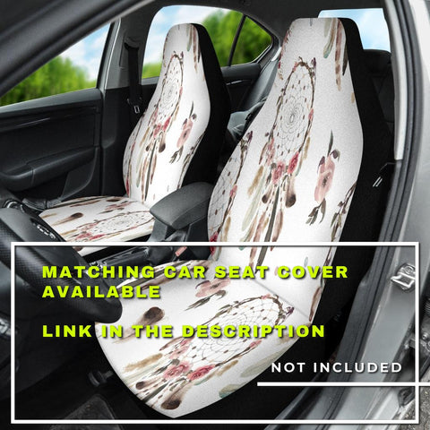 Image of Boho Dreamcatcher & Floral Pattern Backseat Pet Covers, Ethnic Car Accessories,