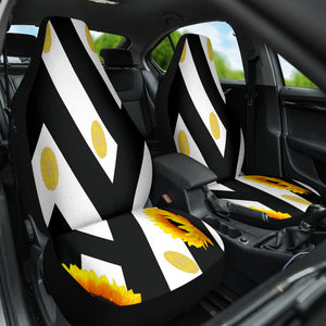 Abstract Yellow Sunflower Car Seat Covers, Personalized Artistic Front Seat